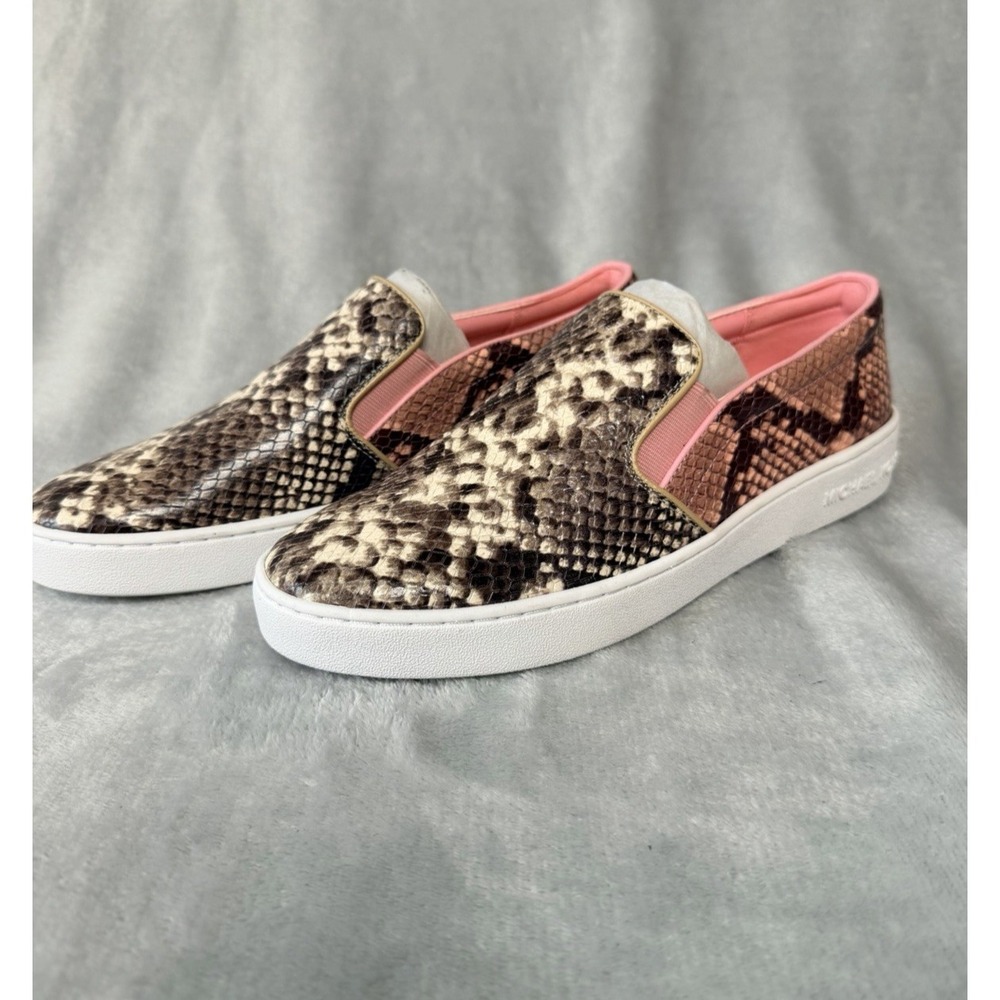 Michael Kors‎ Keaton Studded Leather Sneakers SZ 8 Pink Snakeskin NEW